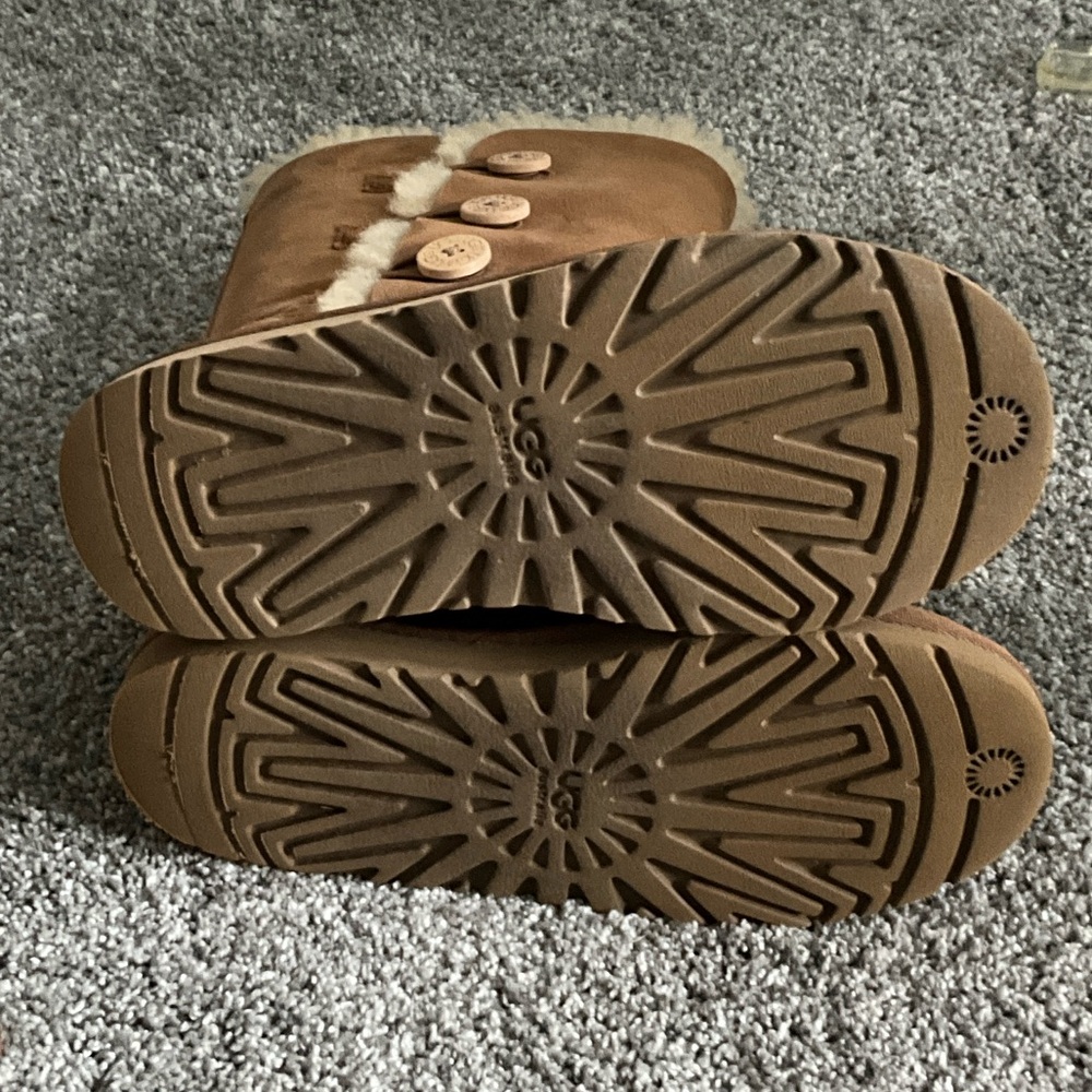UGG Brown Shearling Button Boots - Picture 5 of 5